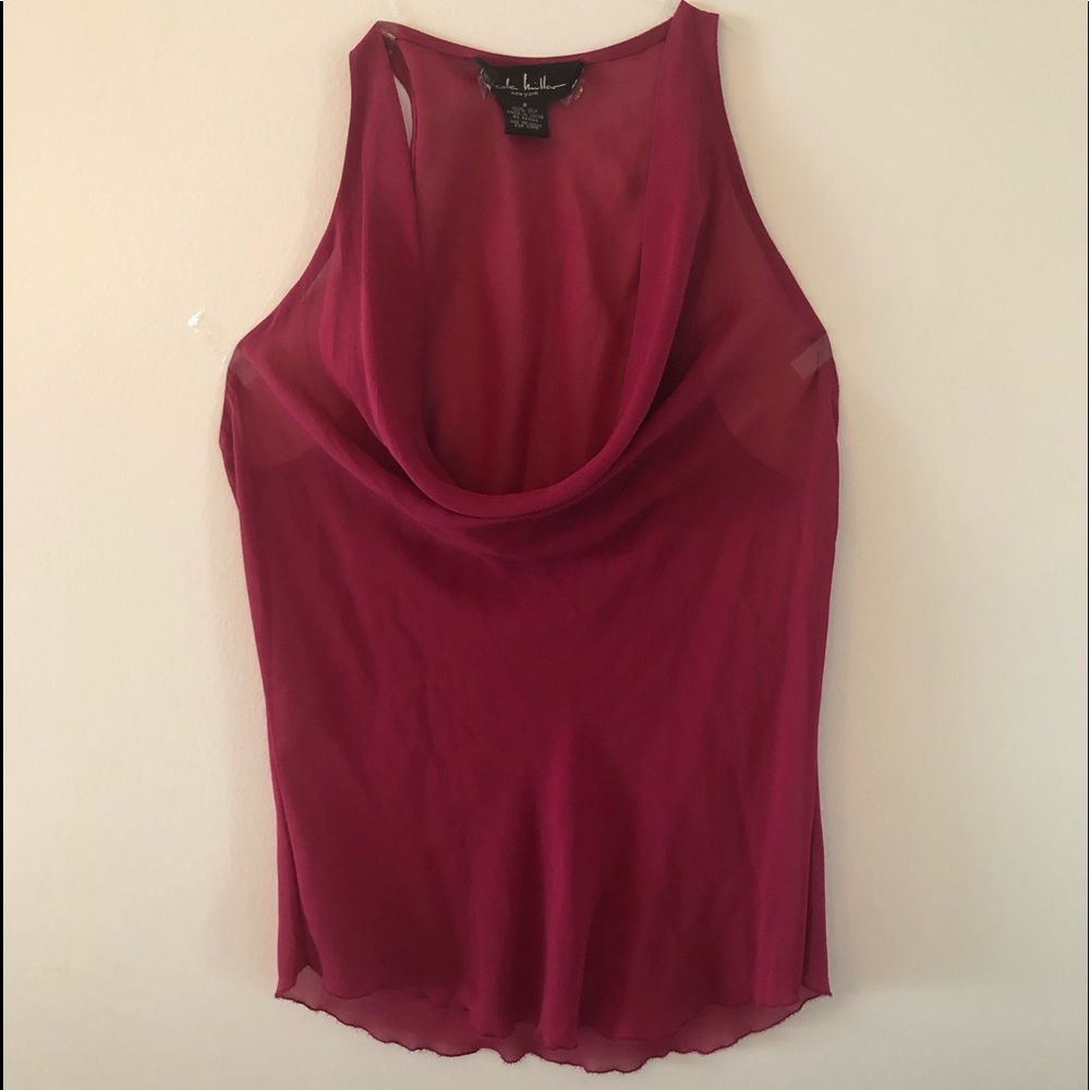 Nicole Miller 100% Silk Racerback Blouse Sz 8